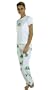 Frog Pajama, Women's 100% Cotton Printed Tee Shirt/Printed Sateen Bottom, White, S-XL, M (8-10)