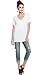 Alexander + David Women's Slub Cotton Modal Tops Burnout Loose V-Neck Boyfriend T-Shirt Stitch Back Casual Tee
