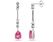 Pink Topaz & Diamond Dangle Earrings in 14K White Gold