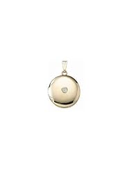 14K Yellow Cremation and Hair Locket w/ Diamond Center 3/4 inch x 3/4 inch Solid 14K Yellow Gold