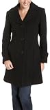 AK Anne Klein Women's Single Breasted Walker Coat, Black, Small