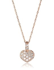 KC Designs "Peace and Love" 14k Rose Gold and Diamond Heart Pendant Necklace Chain, 16"