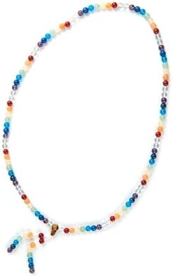Chakra Gemstone Mala Mantra Beads 108 Beads 6mm with Wheel of Life in Velvet Pouch Empowered with a Mantra