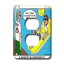 Rich Diesslins Funny KNOTS Scouting Cartoons - A Scout is Cheerful - Mile Swim - Light Switch Covers - 2 plug outlet cover