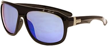 1403B Pugs Polarized and 100% UV Sunglasses, Classic Urban Retro Style (Black, Blue Lens)