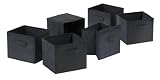 Capri Set of 6 Foldable Black Fabric Baskets By Winsome Wood