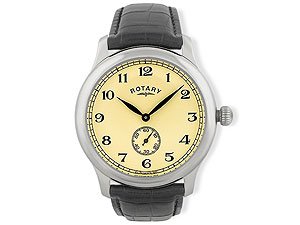 Rotary Vintage Black Leather Strap Watch