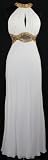 F624 Off White Chiffon Halter Formal Occasion Long Gown