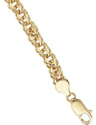 14K Yellow Gold Solid Charm Bracelet 7 Inch