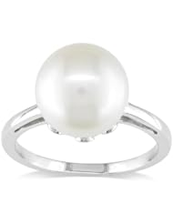 14k White Gold 10-10.5mm White Freshwater Cultured Pearl Solitaire Ring, Size 8