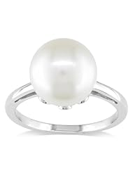 14k White Gold 10-10.5mm White Freshwater Cultured Pearl Solitaire Ring, Size 5
