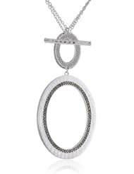 Judith Jack "Silver Halo" Sterling Silver and Marcasite Hammered Oval Pendant Necklace, 18"-36"