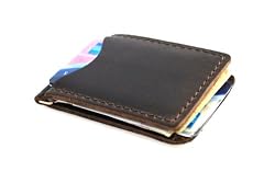 Handmade - Rustic Leather Money Clip, Dark Brown