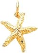 10K Yellow Gold Starfish Charm Diamond Cut