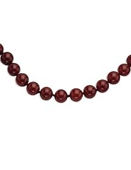 Sterling Silver 18in 12-12.5mm Smooth Beaded Carnelian Pearl Necklace.