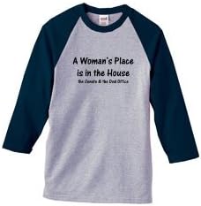 S.Horizon-A Woman's Place Is in The House, The Senate & The Oval Office Baseball Jersey~Heather/Navy~Adult-XL