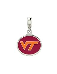 Virginia Tech Hokies Collegiate Drop Charm Fits Most European Style Bracelets Including, Chamilia, Zable, Troll and More. High Quality Charm in Stock for Immediate Shipping.