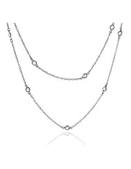 Bling Jewelry Sterling Silver CZ By The Inch Florence Necklace 36in
