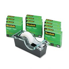 Scotch Magic Tape with Designer Dispenser, 3/4 x 1000 Inches, Boxed, 10 Rolls, 1 Dispenser (810P10K-DS)