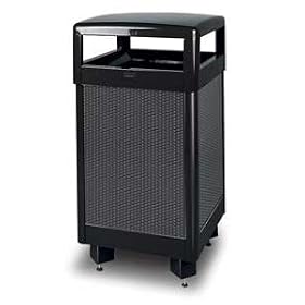 Perforated Designer Trash Receptacle, 29 Gallon, Black Charcoal Powdercoat URIR36HT500 by Howard