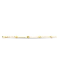 14K Yellow Gold Rolo Chain With Puffed Hearts Anklet (Adjustable 9 - 10 Inches)