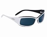 Angel White on Black Traffic Sunglasses w/ Smoke Polarized Lens