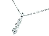 Elements Sterling Silver Ladies P976C Clear CZ 3 Round Drop Pendant. 46cm Box Chain