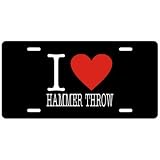 License Plate Black I love hammer throw