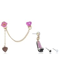 Betsey Johnson "Paris is Always a Good Idea" Heart and Lips Stud Earrings 5-Set