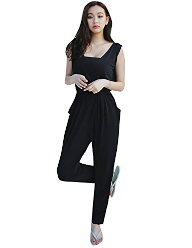 [ディーホリック] DHOLIC Vネックジャンプスーツ&インナーSET e45957 (V-neck sleeveless jumpsuit)