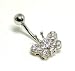 Jewelry : 14k Elegant Cubic Zirconia CZ Butterfly Belly Ring in White Gold