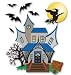 Boutique Themed Ornate Stickers: Halloween Haunted House