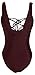 Zero City Women Monikini Swimsuit One Piece Cute Bathing Suits Lace-Up U Back, Burgundy, XX-Large