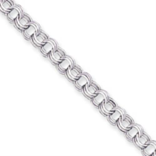 14k Gold White Triple Link Charm Bracelet