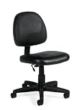 Black Leather Armless Task Office Chair