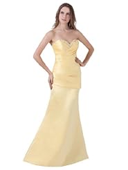 Sexy Sheath Mermaid Beaded Sequined Lace-Up Satin/Taffeta Sweetheart Floor Length  Dress