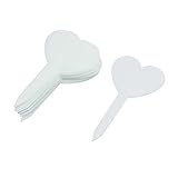 uxcell タグ　ラベル　マーカー　ステッカー　プラスチック　ハート形　ホワイト　保育園　　植物　 12個入り