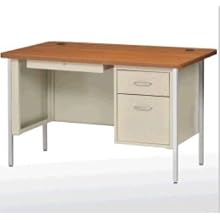 Sandusky 600 Series Steel Single Pedestal Teachers Desk with Medium Oak Top, 48" Width x 29-1/2" Height x 30" Depth, Putty Base