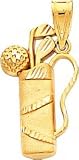 14K Gold Diamond-Cut Small Golf Bag Charm Sports New