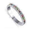 Multicolor Cubic Zirconia 3 MM Eternity Band Sterling Silver Ring Size 3 to 10