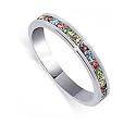 Multicolor Cubic Zirconia 3 MM Eternity Band Sterling Silver Ring Size 3 to 10