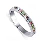 Multicolor Cubic Zirconia 3 MM Eternity Band Sterling Silver Ring Size 3 to 10