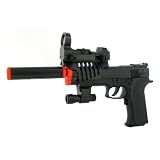 Electric Full Auto Tactical Model 2023A Pistol FPS-150, Silencer, Red Dot Scope, Flashlight, Blowback Airsoft Gun