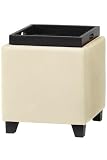 Storage Ottoman W/ Rvrsbl Tray Single 17w Beige