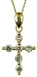 9ct Yellow Gold Ladies Small Cubic Zirconia Cross on 18 Curb Chain