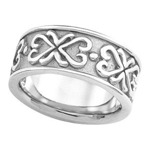 14K White Gold Etruscan Style Wedding Band - Sizes 5 - 8. No half sizes.