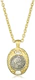 31s1CFGeoCL. SL160  TAT2 Designs Pavia Hammered Gold Charm with Antique Silver Coin with Clear Crystal Chain Necklace