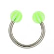 STAINLESS STEEL HORSESHOE WITH BALL GREEN/WHITE DESIGN Gauge: 14, Ball Size: 5mm Sold as a Pair