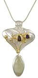 22k Gold Overlay Sterling Silver Garnet, Amethyst & Rose Quartz Pendant by Michou, 18