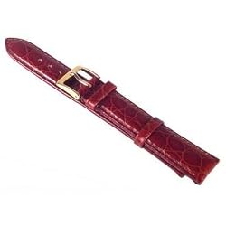 Red Leather Crocodile Grain Watchband Long Watch Band 18mm